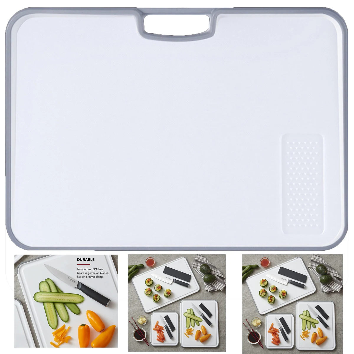 Classic Plastic Cutting Board with Perimeter Trench 1