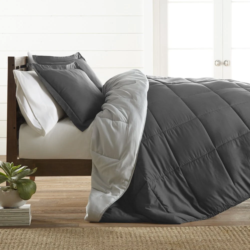 Down Alternative Comforter Sets - Gray King Reversible 1