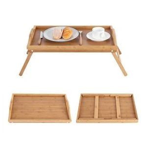 Portable Rectangular Bamboo Wood Bed Tray Laptop Desk Stand 1