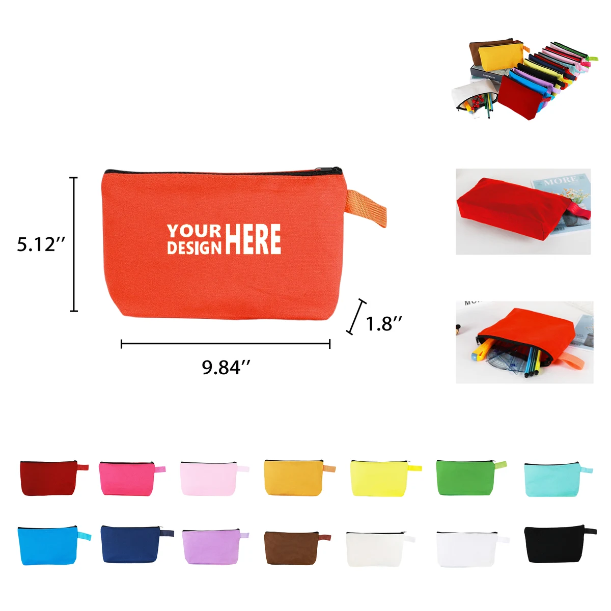 Colorful Canvas Zipper Cosmetic Stationery Bag MOQ100 1