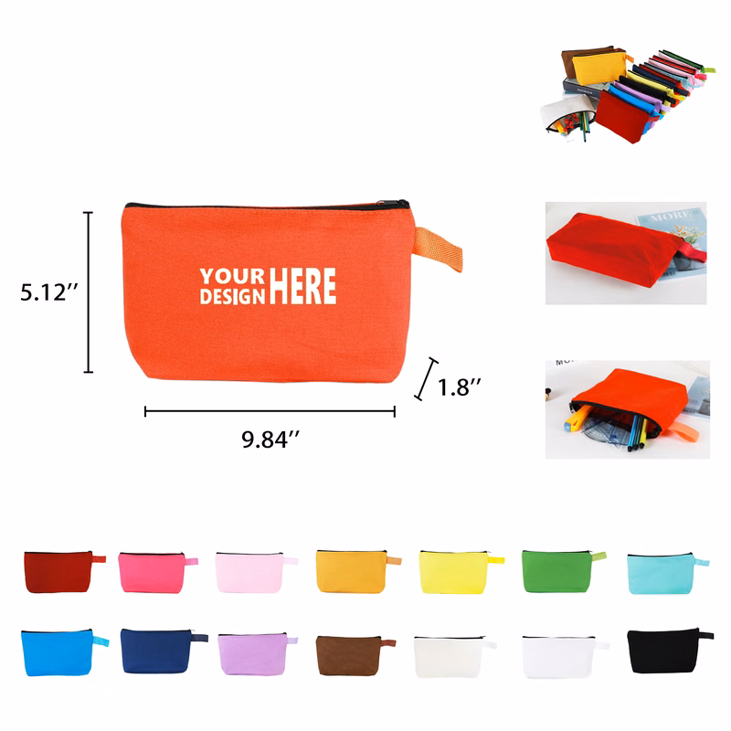 Colorful Canvas Zipper Cosmetic Stationery Bag MOQ100