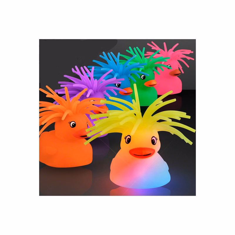 Light Up Crazy Hair Puffer Ducks - BLANK