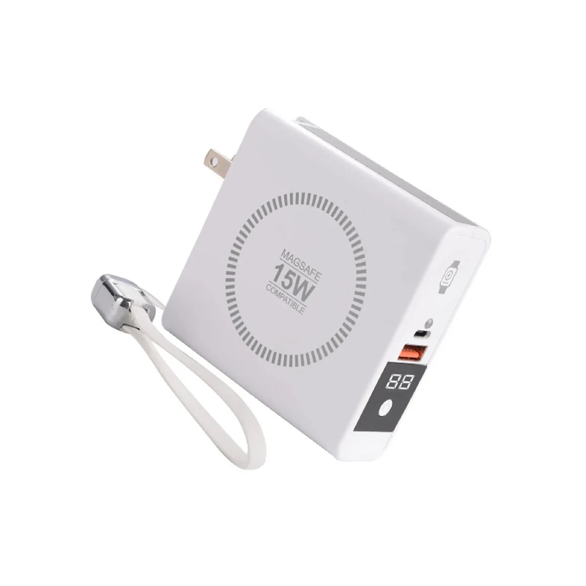 10000 mAh Wireless Charging Power Bank Built Plug & Cables 1