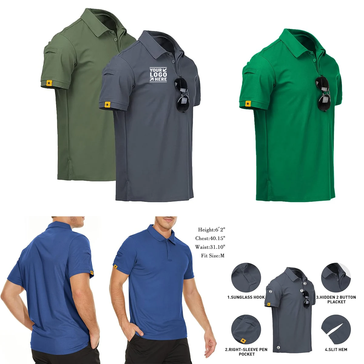 Moisture Wicking Golf Athletic Collared Tennis Mens Short Sleeve Polo T-Shirt Tops 1