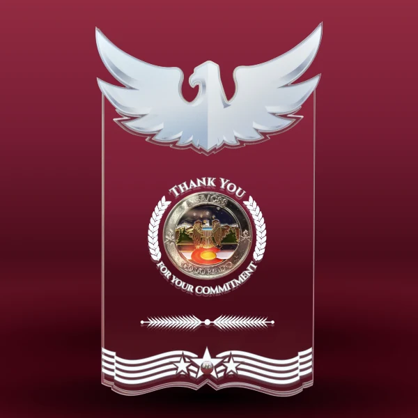 Acrylic Coin Display Free Standing With Eagle Design 1