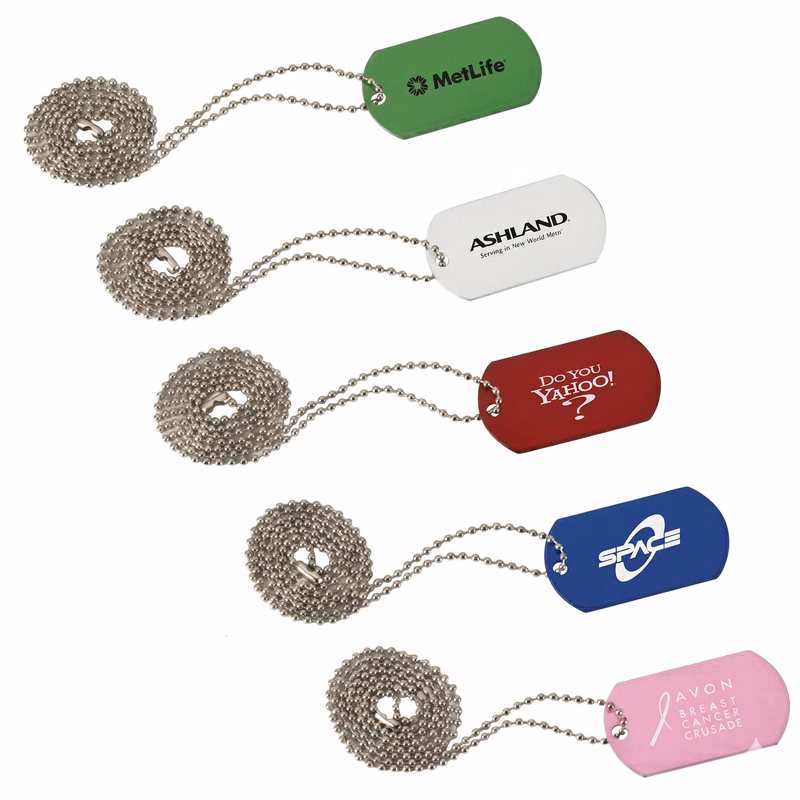 Classic Dog Tag With Long Beaded Chain