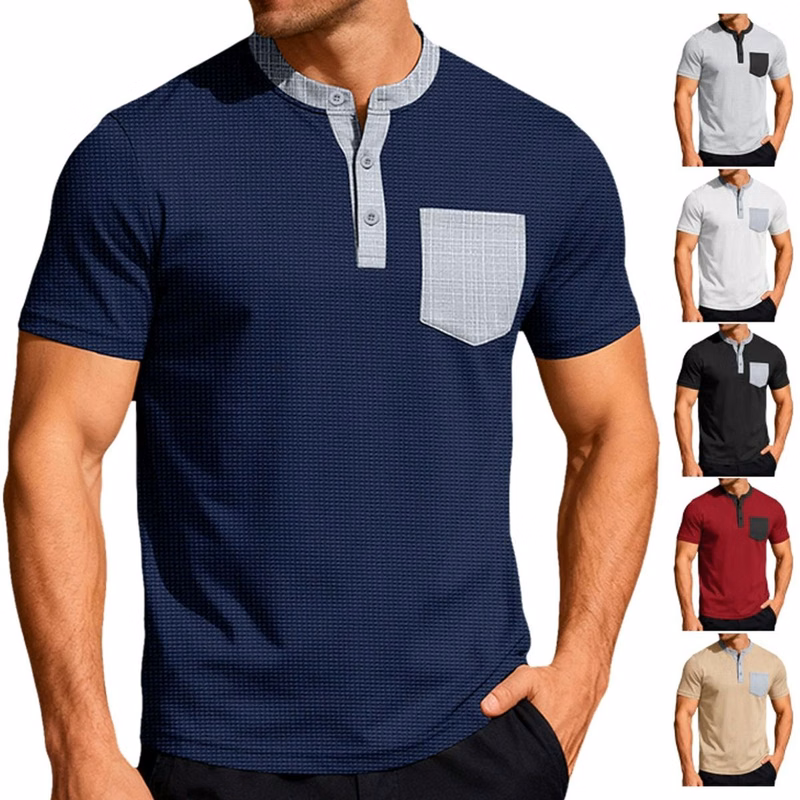 Waffle Henley Pocket T Shirt