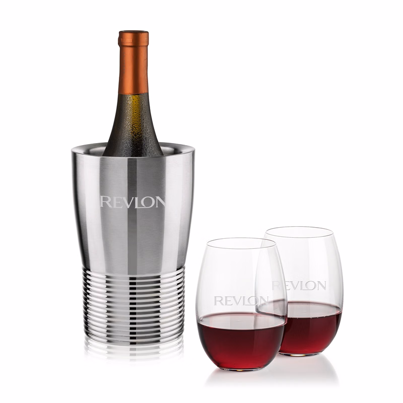 Genoa Wine Cooler & Carlita Stemless Wine Set