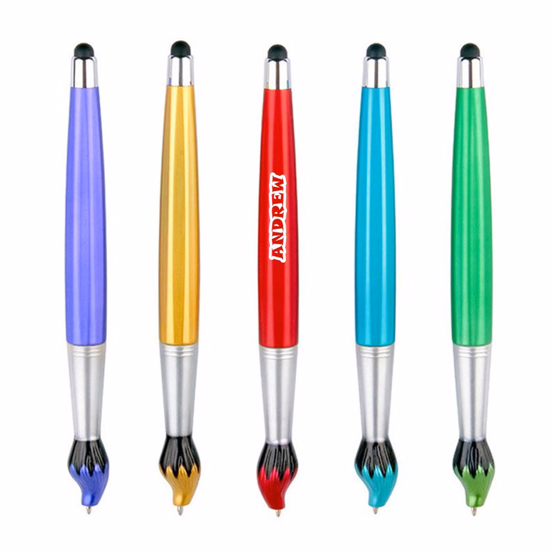 2 in 1 Flame Shaped Stylus Ballpoint Pen