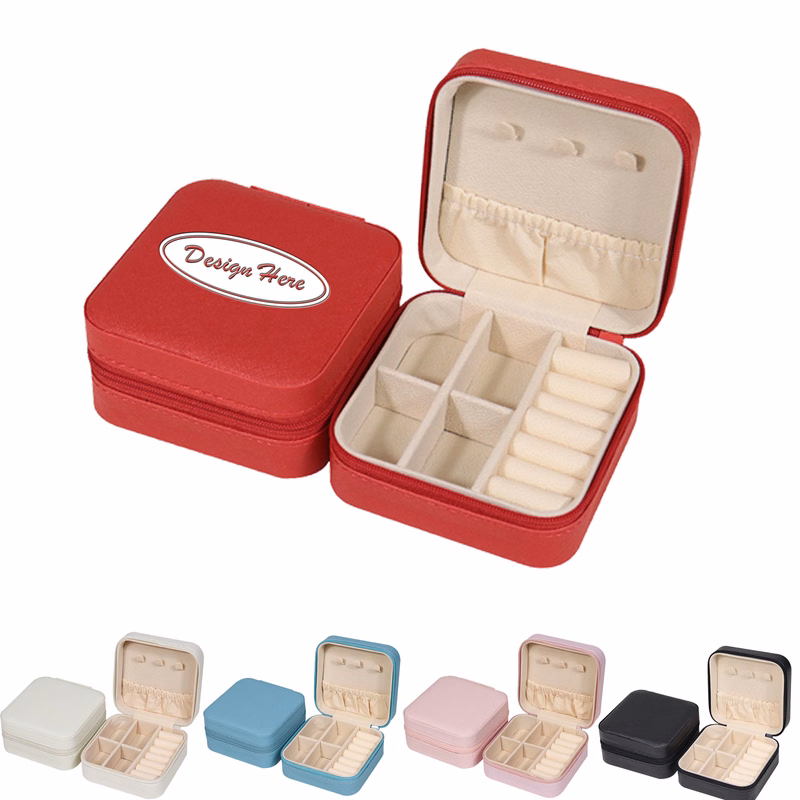 Portable PU Leather Jewelry Case for Travel, Ring & Pendant Holder