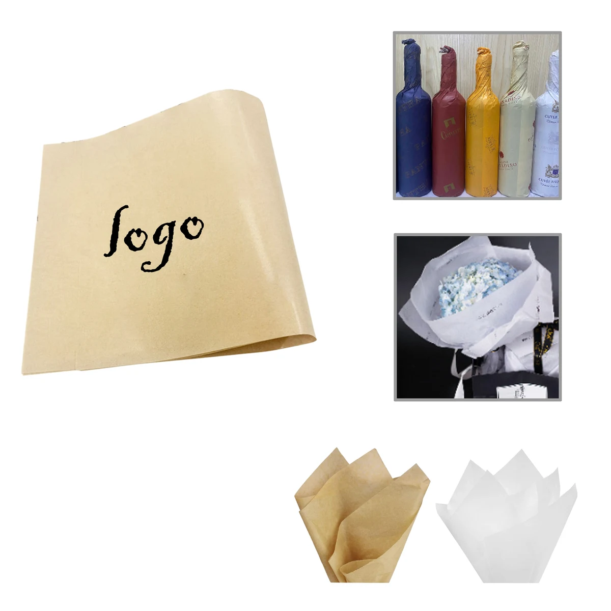 MOQ100 Custom Floral Kraft Paper for Wine Gift Wrapping 1