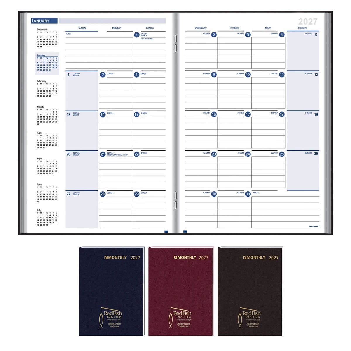 Ruled Monthly Format Stitched To Cover Desk Planner: 32 Page Planner 2027: 32 Page Planner 2026 1