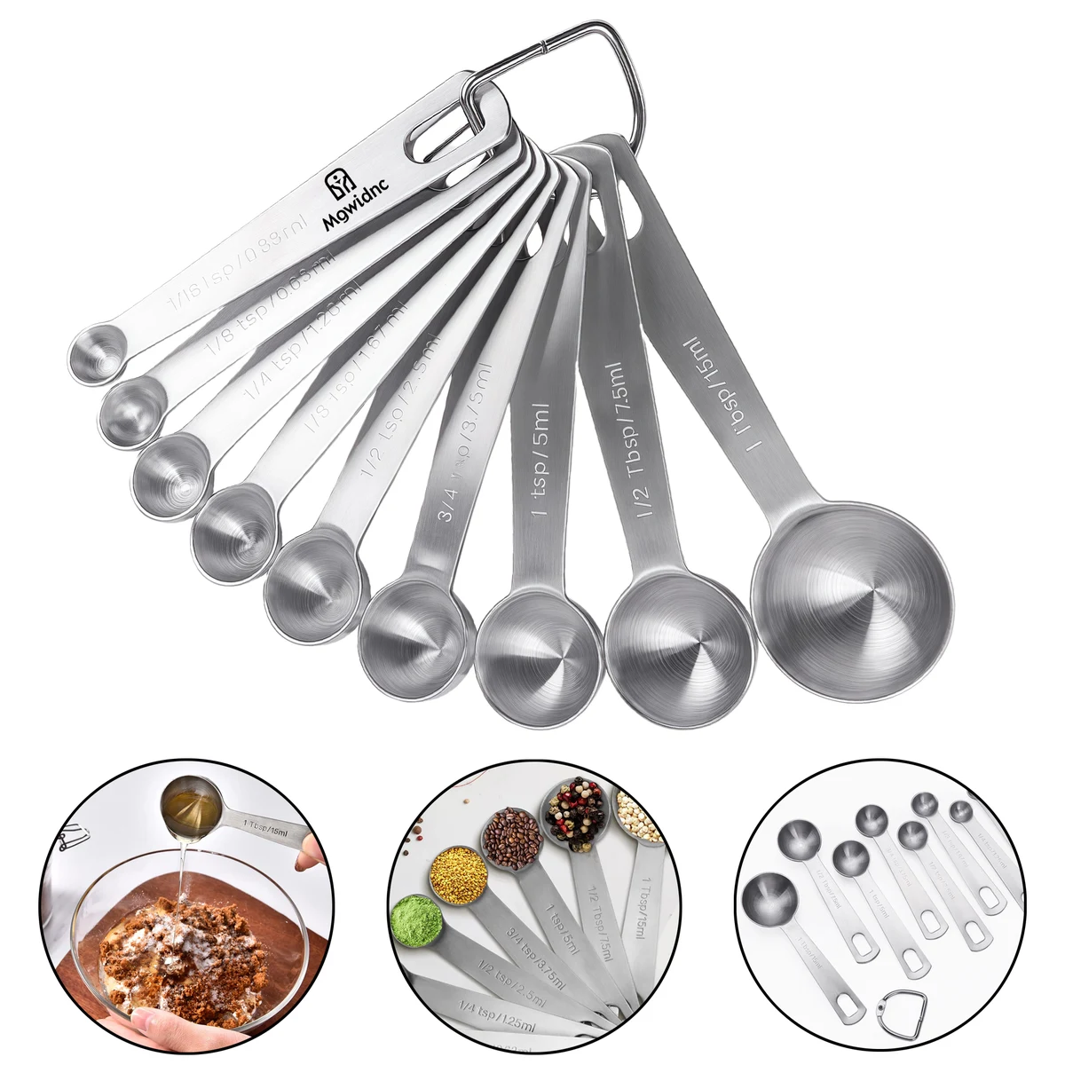 9-Piece Stainless Steel Measuring Spoon and Cup Set for Kitchen Baking with Scale and Clip 1