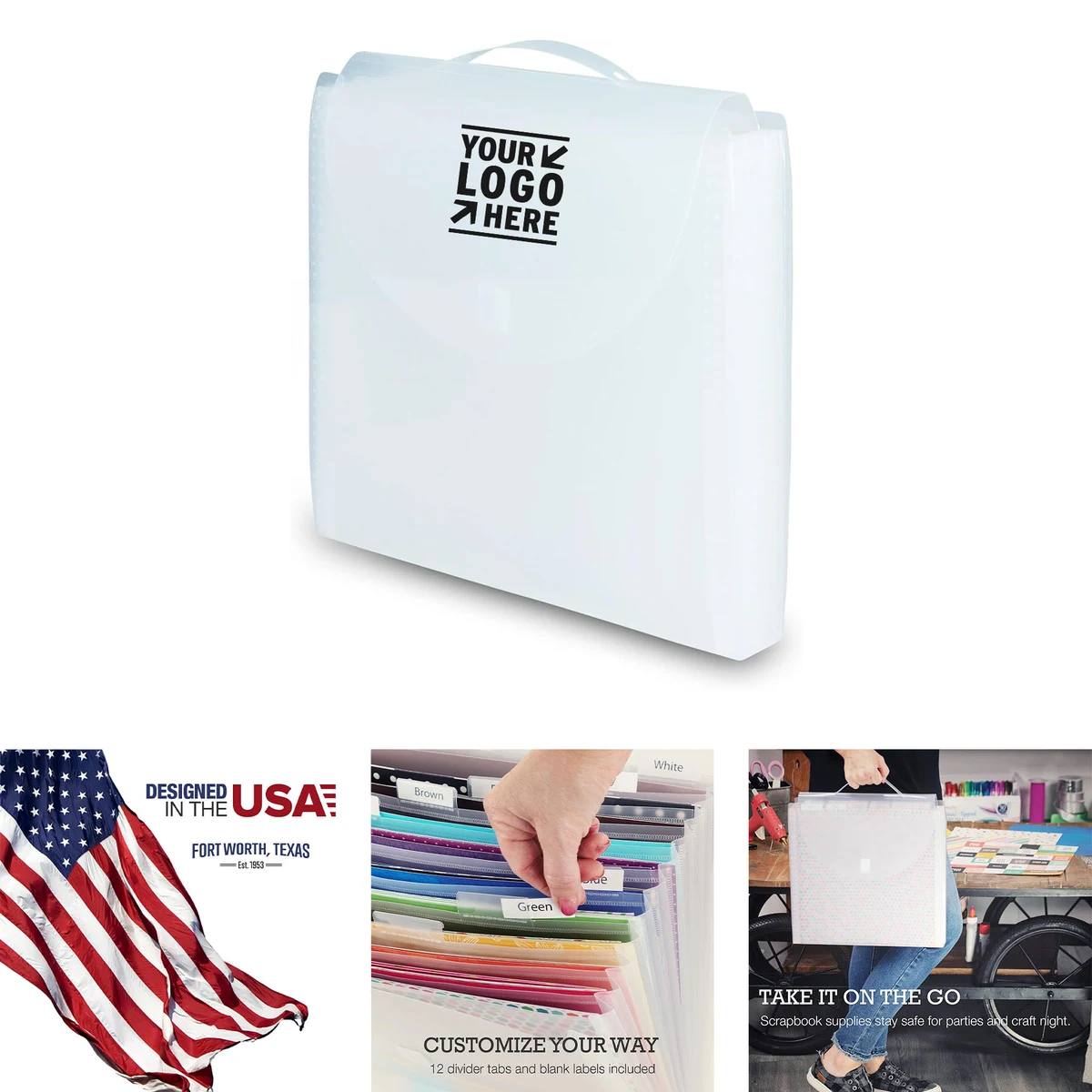 12x12 Inch Clear Expandable Scrapbook Vinyl Paper Storage Organizer 12 Pockets with Tabs 1
