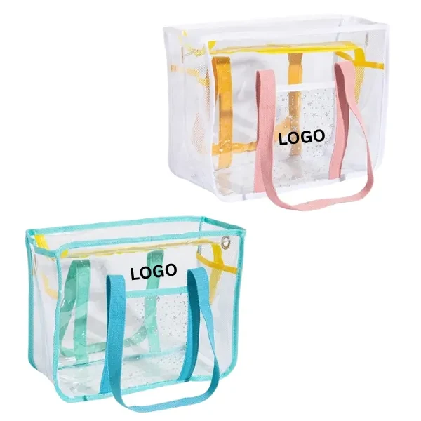 Clear PVC Zipper Beach Tote Bag 1