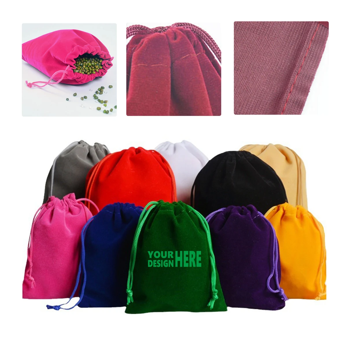 MOQ 50 Soft Velvet Jewelry Pouch with Drawstring Closure 1