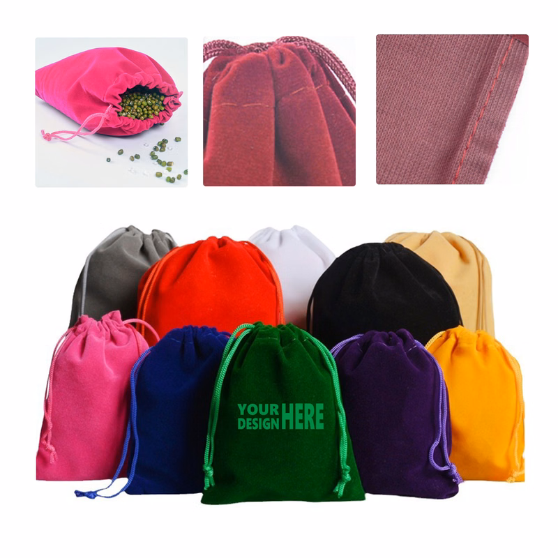 MOQ 50 Soft Velvet Jewelry Pouch with Drawstring Closure
