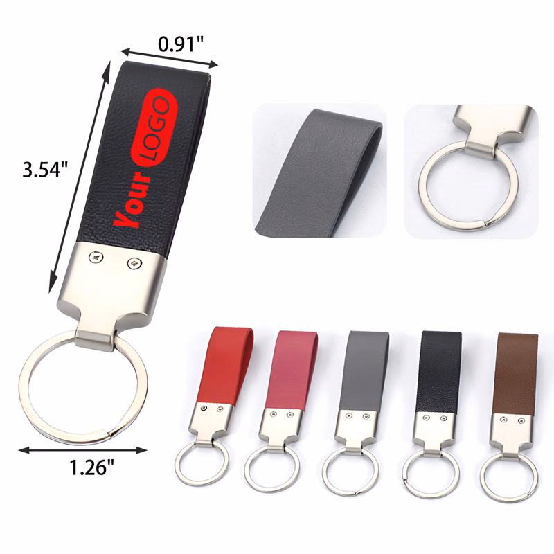MOQ 50 PCS Durable Leather Keychain