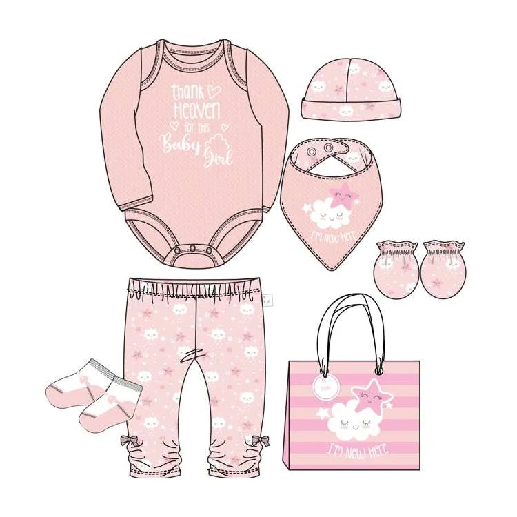 Girls 8pc Long Sleeve Set with Bag 0-6 Month 1