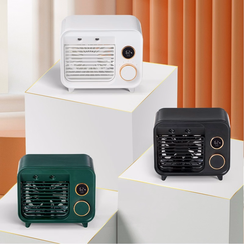Rechargeable Desk air Cooling Fan Type-c 5 Level Digital Display Mist Fan with Water