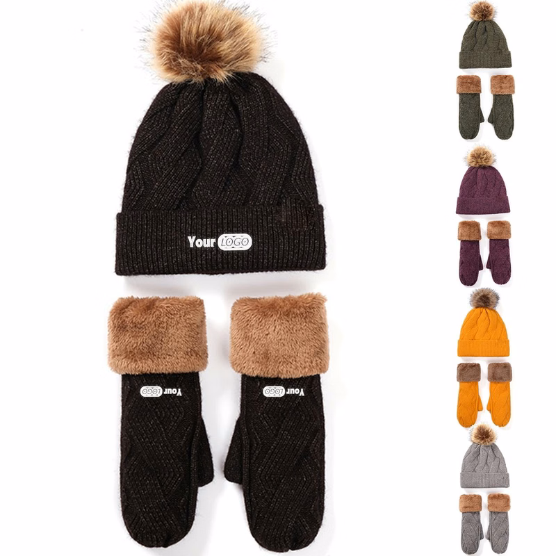 Winter Fashion Outdoor Windproof  Hat Gloves Sets