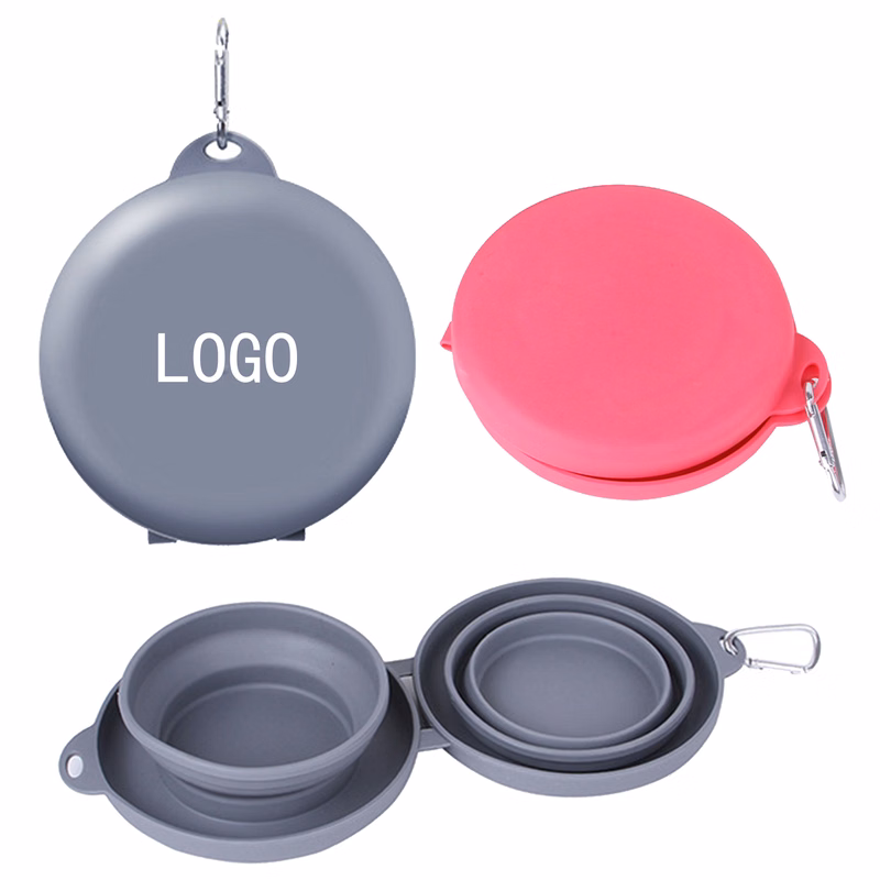 Pet Folding Double Bowl Pte Portable Outdoor Cat Bowl