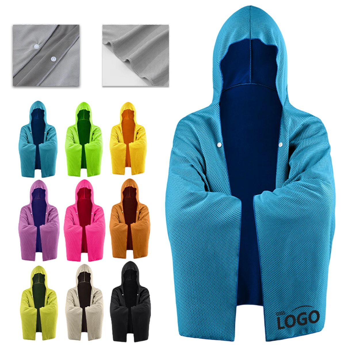 Polyester Cooling Hooded Poncho Towel 1