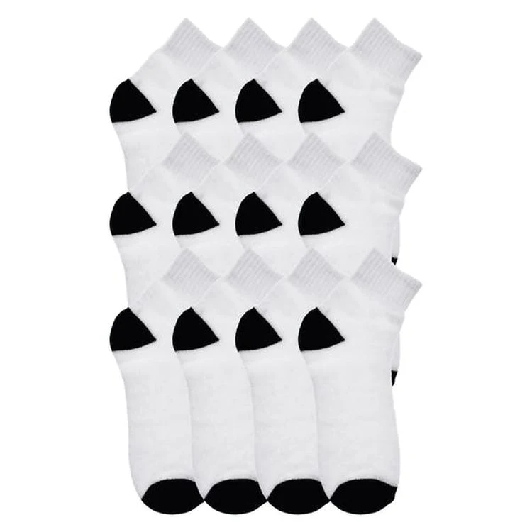 Adult Quarter Socks - White/Black 1