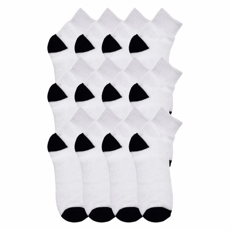 Adult Quarter Socks - White/Black