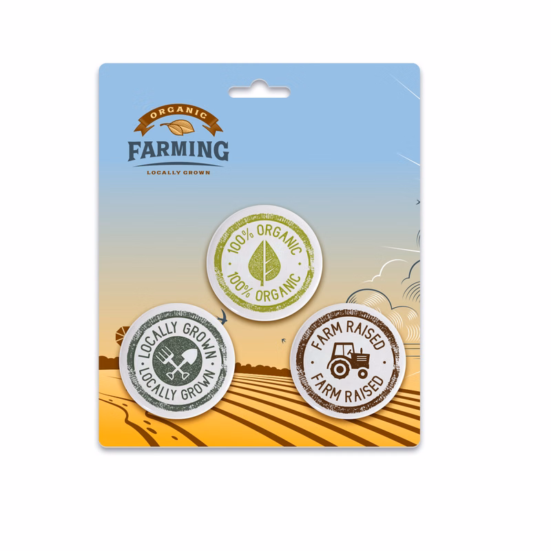 Three 1.75" Pin-Back Buttons on Backing Card