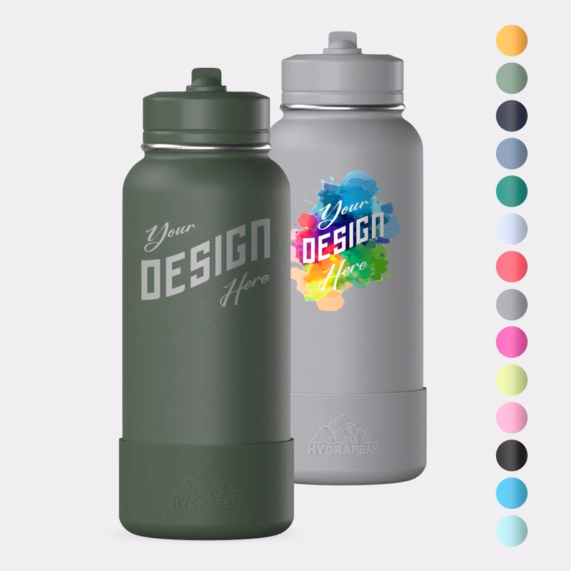 32 oz Hydrapeak® Stainless Steel Insulated Sport Water Bottle w/ Straw Lid