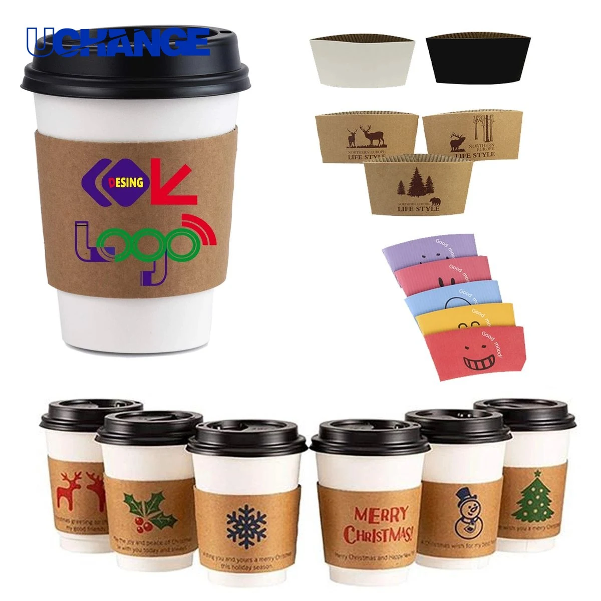 Disposable Kraft Paper Hot Coffee Cup Sleeve 1