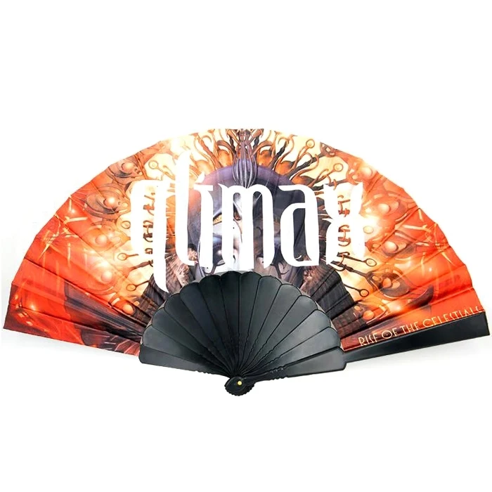 Cloth Fabric Folding Hand Fan - Plastic Handles 1