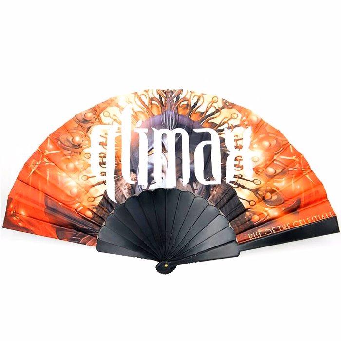 Cloth Fabric Folding Hand Fan - Plastic Handles