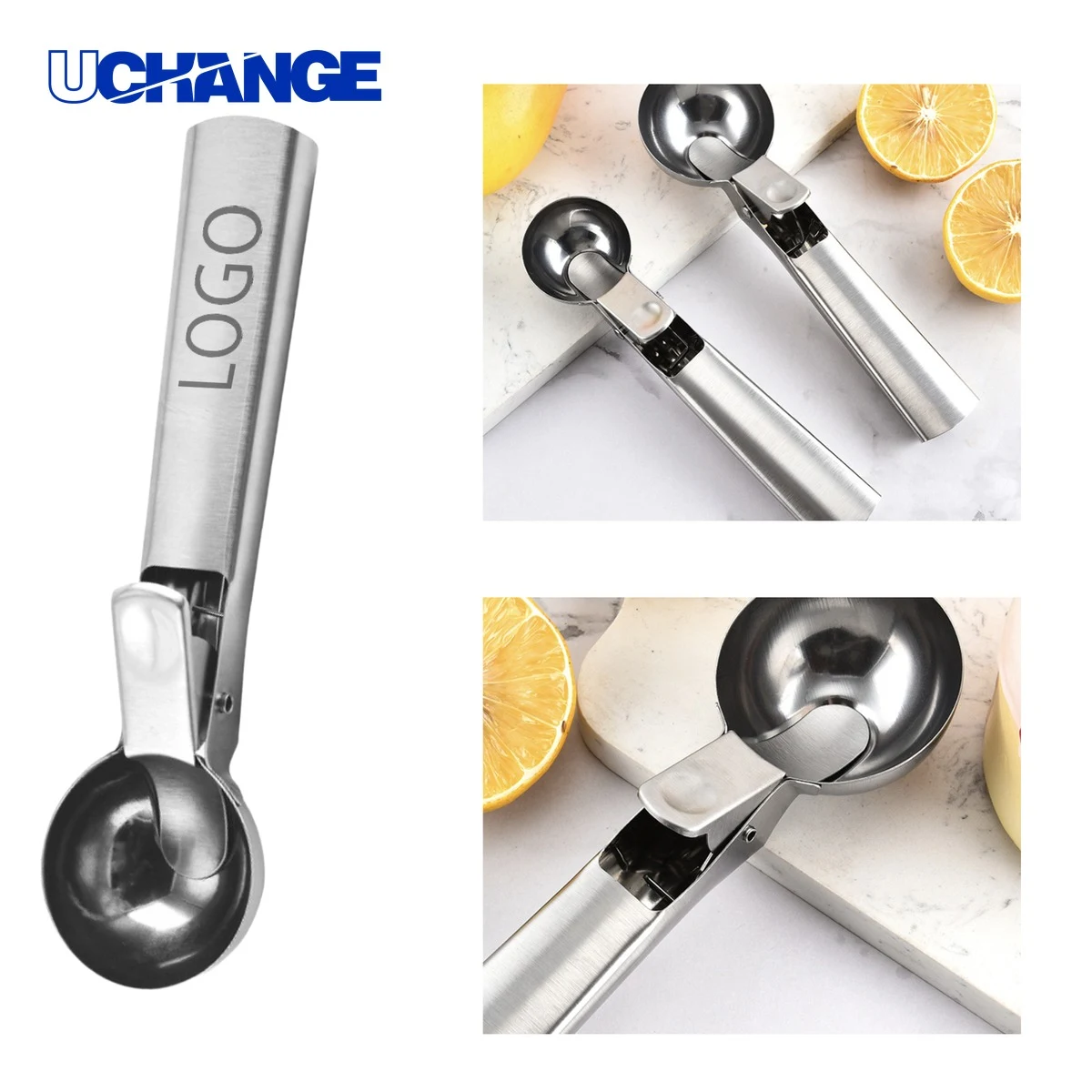 Smooth Stainless Steel Ice Cream Scoop 1