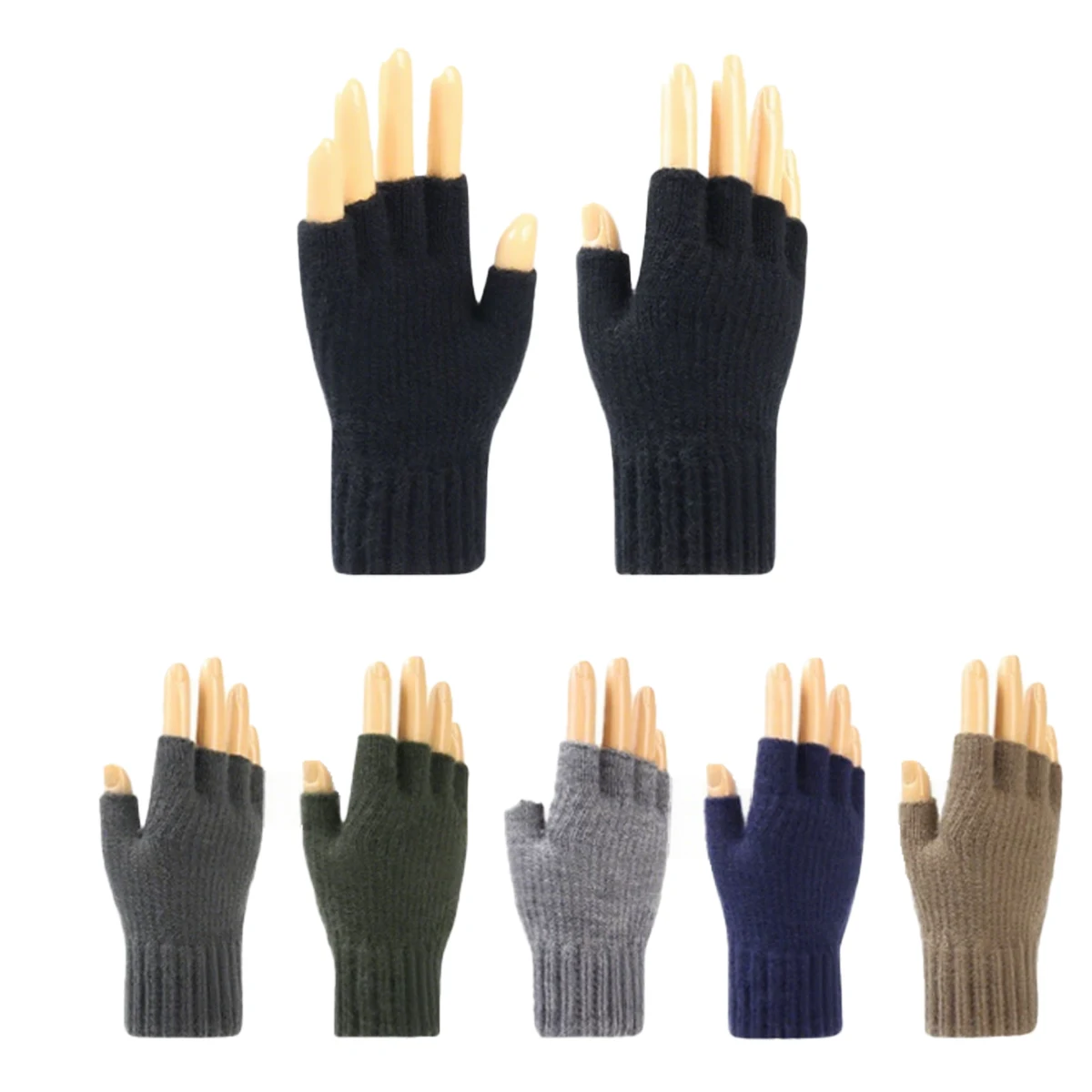Autumn-Winter Fingerless Knit Warm Gloves 1