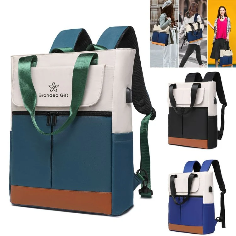 2-In-1 Wide Top Open Laptop Backpack Tote Bag 1