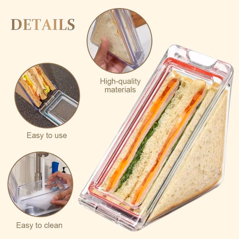 Reusable Triangle Sandwich Container With Magnetic Lid