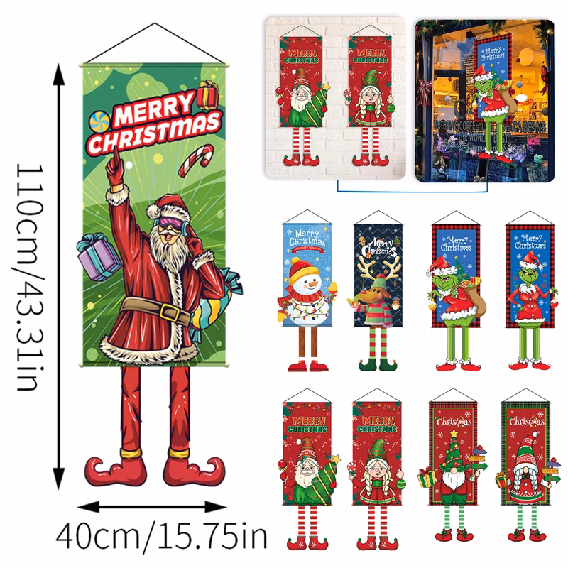 Christmas Door Banner Hanging Flags