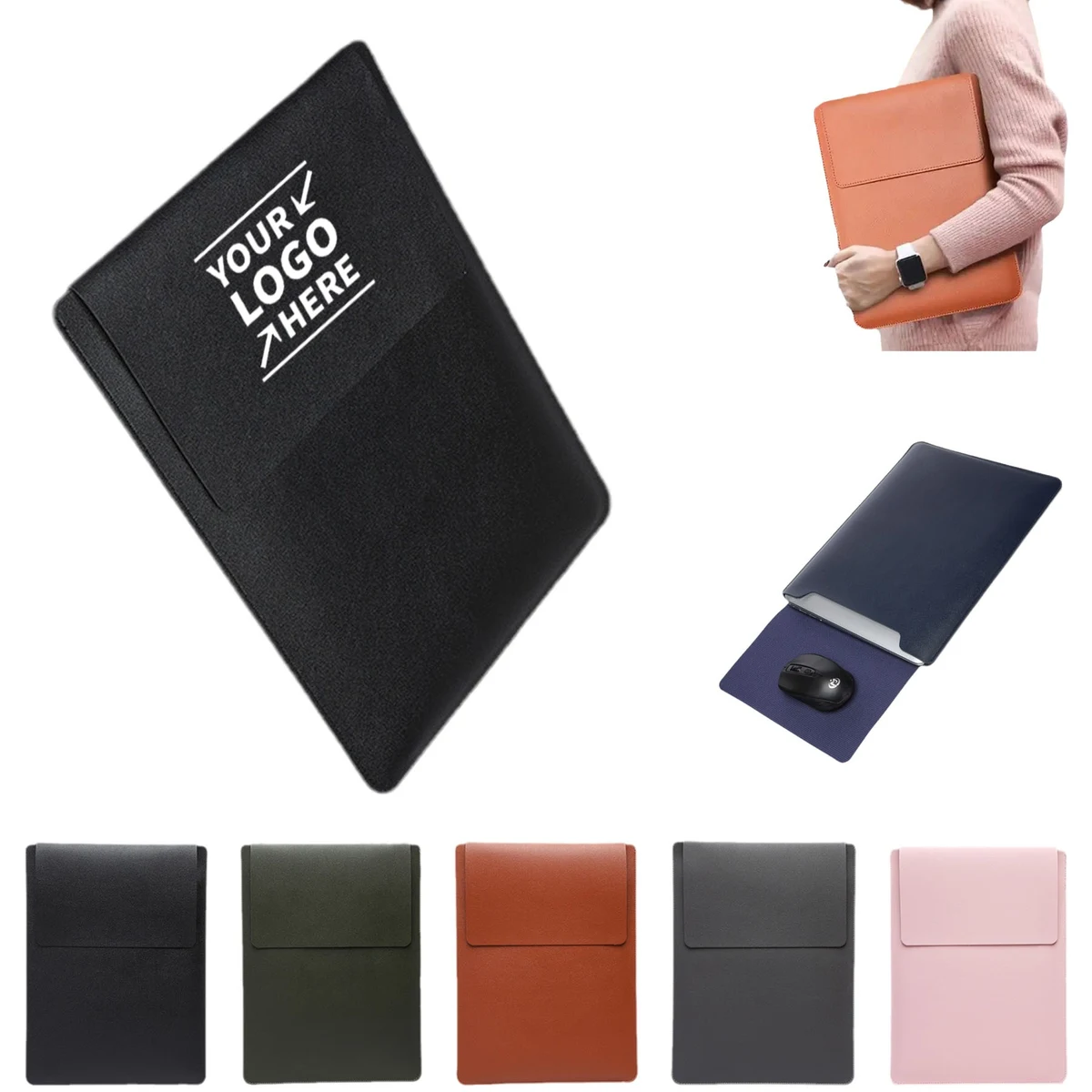 14Inch PU Leather Laptop Protective Sleeve W/ Mouse Pad 1