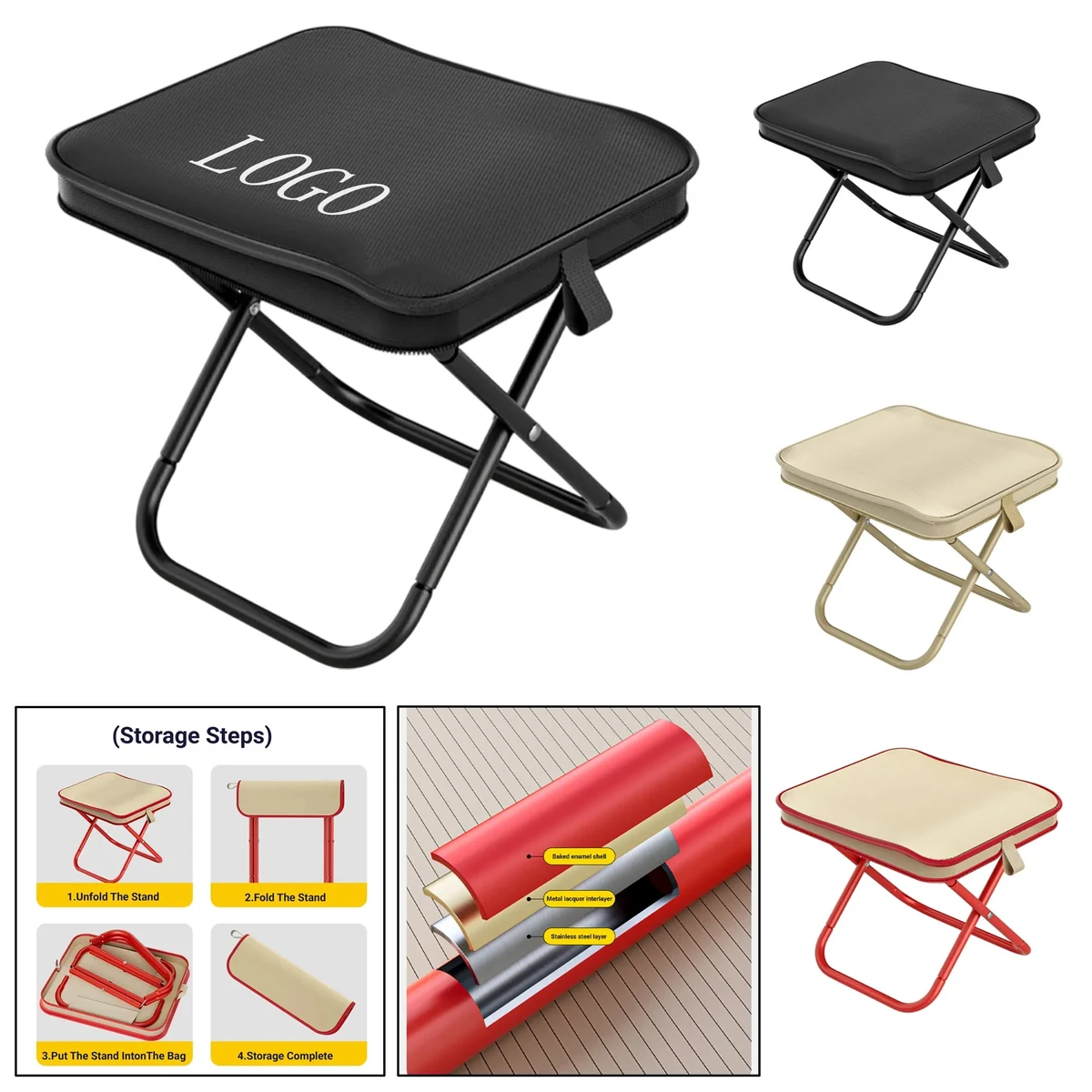 Portable Folding Stool with Storage 1