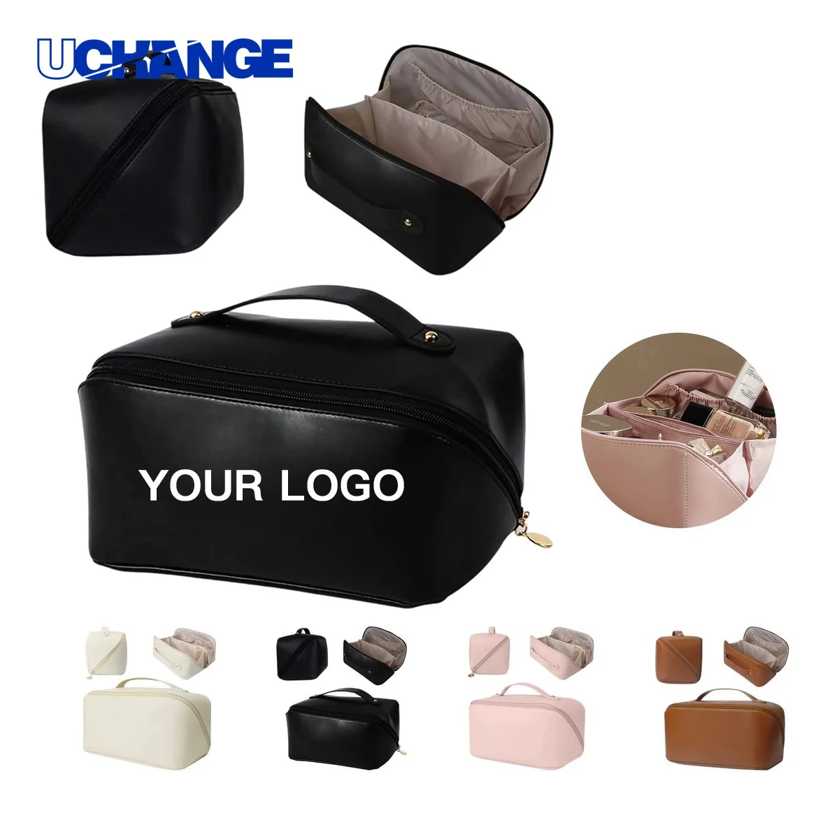 PU Cosmetic Bag Organizer with Zipper 1