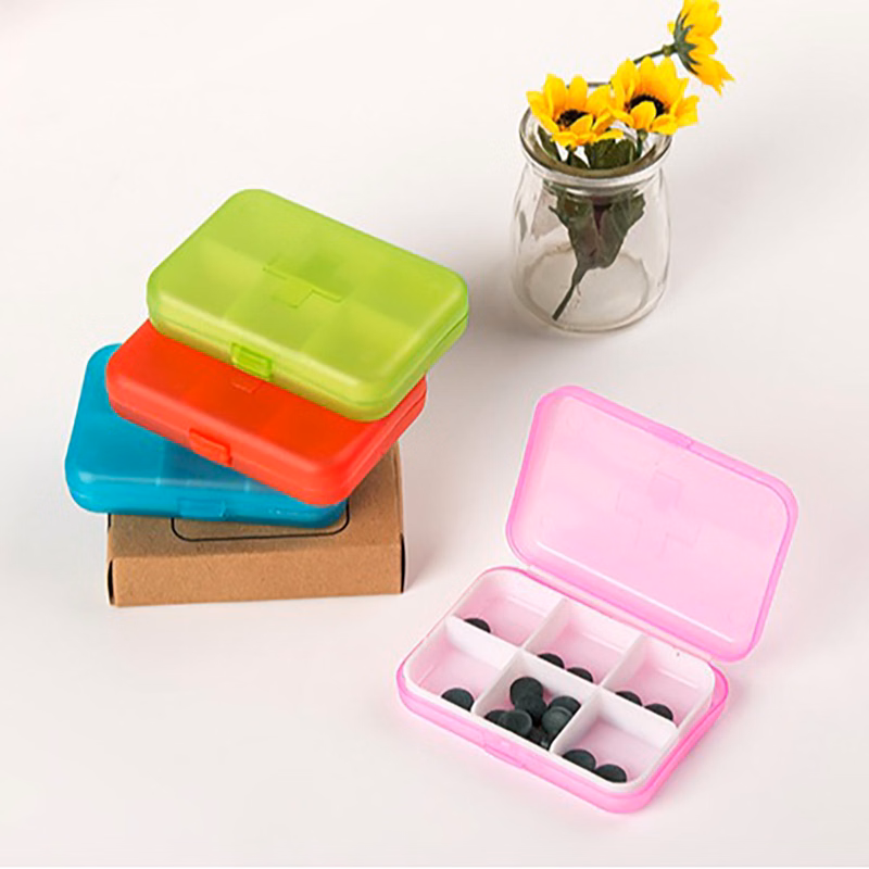 Storage Box Organizer 6 Compartment Portable Mini Suitcase Travel Pill