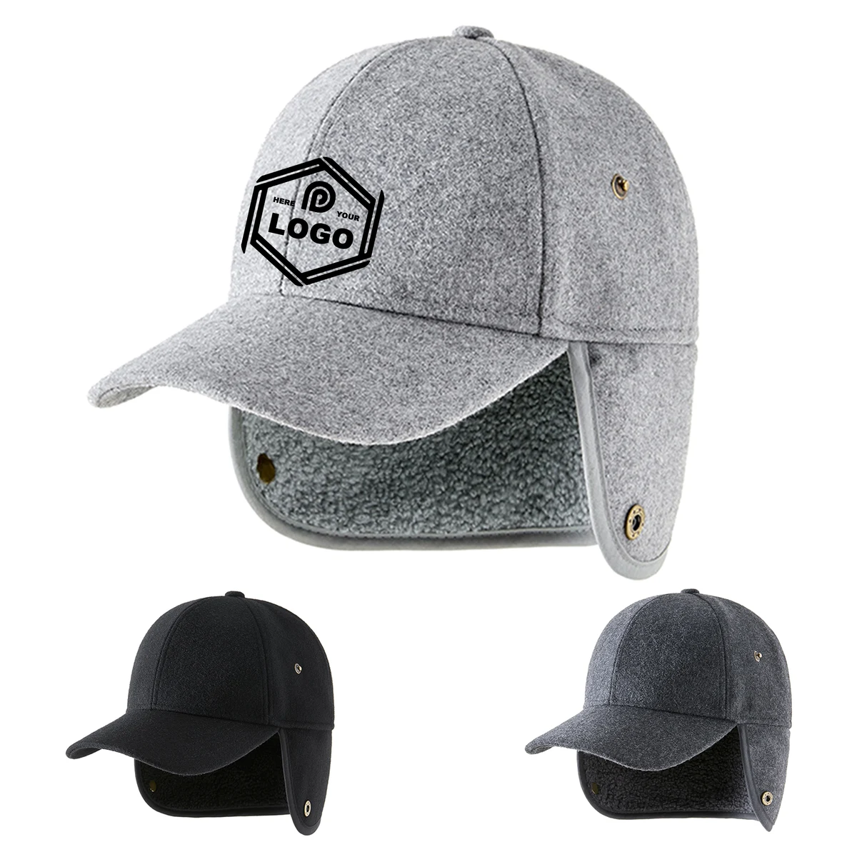 Wool Baseball Cap with Ear Covers for Winter 1
