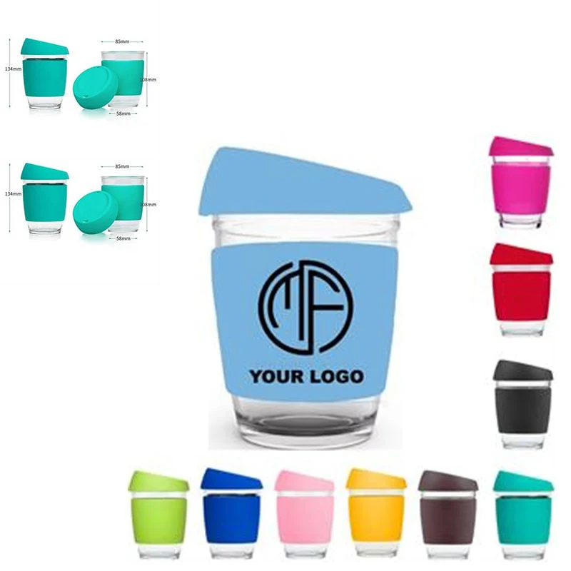 12oz Traveler's Glass Bottle With Colorful Silicone Sleeve 1