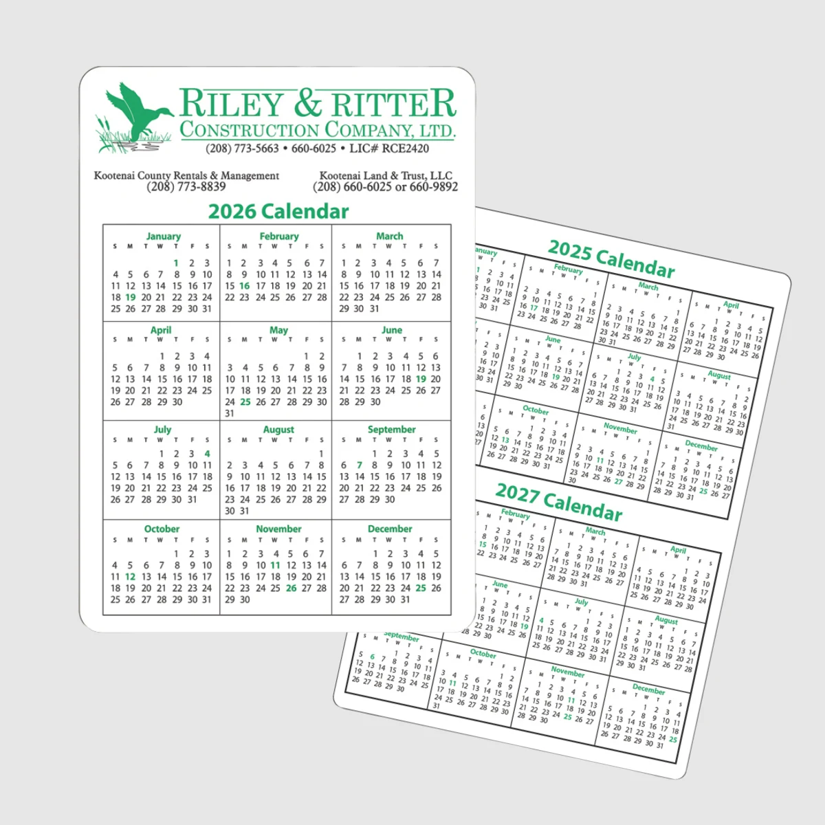 Calendar Card (Pocket Card), Jumbo 1