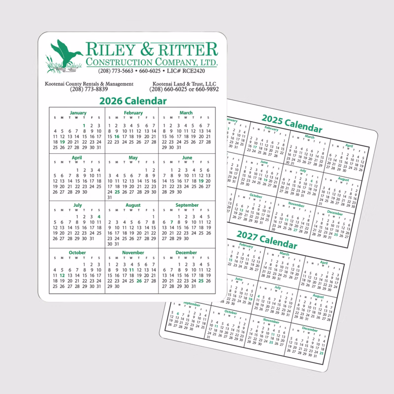 Calendar Card (Pocket Card), Jumbo
