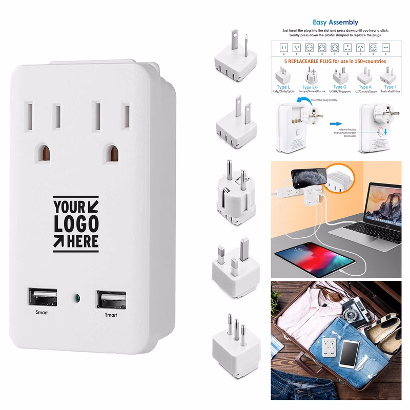 Worldwide 2000W Travel Adapter International Power Plug with 2 USB 2 US Outlet 