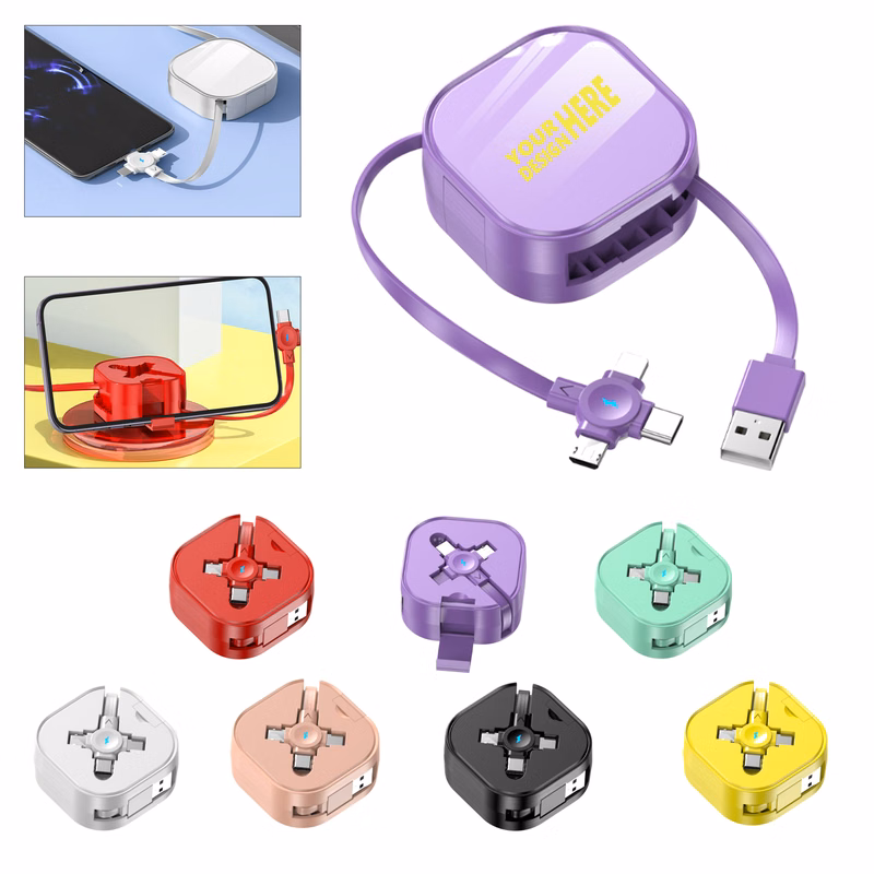 Portable Retractable 3-In-1 Data Cable
