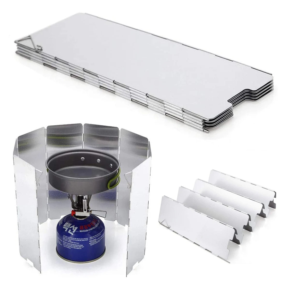 Outdoor 8 Plates Foldable Camping Stove Windshield 1